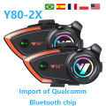 Y80-2X Bluetooth Headset Motorcycle Helmet 2 Rider Intercom Moto Wireless Bluetooth Headset BT 5.0 Waterproof Reduction 1000M.