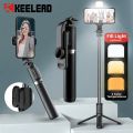 Q07 Selfie Stick & Mini Tripod with Bluetooth Remote, Fill Light & 100cm Extendable Rod for Phones. 