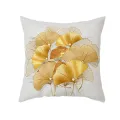 1pc ginkgo leaf Teal Gold Pillow Cushion Cover Square Soft Polyester Plant Leaves Ginkgo Biloba Throw Pillowcase. 
