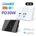 LiwoKit AU Tuya Wifi Wall Socket Smart WIFI Plug USB TYPE-C PD 30W Argentina Outlet Power Touch Remote by Alexa  Home. 