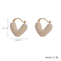 Light Luxury Unique New Design Love lmitation Pearl Earrings Heart Hoop Earring for Women Wedding Prom Metaljewelry Fashion Jewe. 