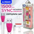 [Best value] Asaki charging sync cable charging and data sync cable with brush head assorted colors. 
