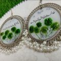 Jhumka earrings for 14th august | Unique jhumka earrings for girls| Resin jhumka earrings with Urdu text and real flowers|14th august special drop earrings. 