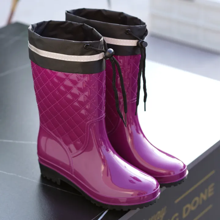Minimalist%20style%20outdoor%20work%20kitchen%20anti%20slip%20waterproof%20drawstring%20drum%20mouth%20all%20season%20universal%20women's%20rain%20boots%20-%20Image%203