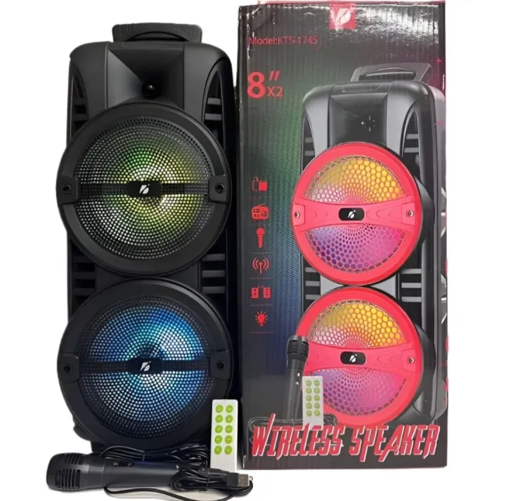 KTS%201745%20Speaker%20Dual%208*8%20Portable%20speaker%20wire%20Bluetooth%20Speaker%20with%20Mike%20-%20Image%203