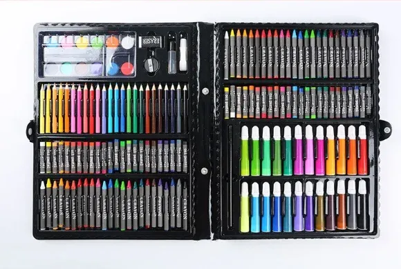 168/150%20pcs%20colouring%20kit,%20Painting%20&%20Drawing%20Art%20Box%20consits%20Oil%20pastels,%20Crayons,%20%20Pencil%20colours%20,%20Markers%20,water%20colours,%20paper%20pins%20,%20sharpner%20etc%20kids%20multifunctional%20box%20set%20creative%20school%20gift%20stationery%20-%20Image%204