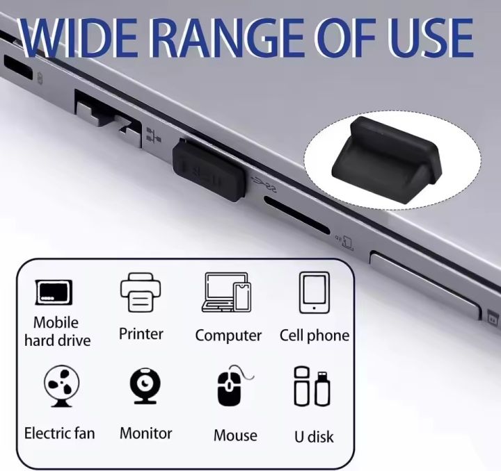 Dust%20Plug%20for%20USB%20-A%20Charger%20Port%20Cover%20Cap%20Female%20Jack%20Universal%20Silicone%20Dustproof%20USB-A%20Ports%20Protector%20PC%20Notebook%20Laptop%20-%20Image%203