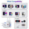 20W Dual Port USB C & USB A Wall Charger , PD QC3.0 Fast Charging Adapter for iPhone, , iPad, , , AirPods.