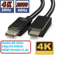 DisplayPort to HDMI Cable 4K/1080P 60Hz Display-Port to HDMI HDTV Monitor Adapter cable DP to HDMI 2.0/HDMI 1.4/HDMI 1.3 DP HDMI. 