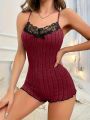 Summer Pajamas Onesies for Adults Women Sleepwear Fashion Back Butterfly Embroidery Lace Splicing Bodysuit Loungerwear.