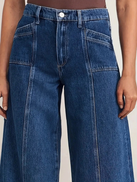 "Women%E2%80%99s%20Deep%20Blue%20Wide%20Leg%20Jeans%20-%20Stylish%20Denim%20Trousers%20for%20Comfort%20and%20Versatility%20-%20Image%204