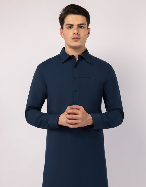 Junaid Jamshed Sticthed BLUE CASUAL KAMEEZ SHALWAR For Men And Boys -Collection:2026- Designcode: JJKS-A-33811/S26/JJ10436-CL