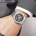SKMEI M036 Automatic Skeleton Dial luminous Stainless Steel Watch For Men. 