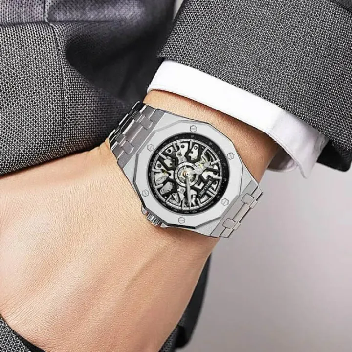 SKMEI%20M036%20Automatic%20Skeleton%20Dial%20luminous%20Stainless%20Steel%20Watch%20For%20Men%20-%20Image%203