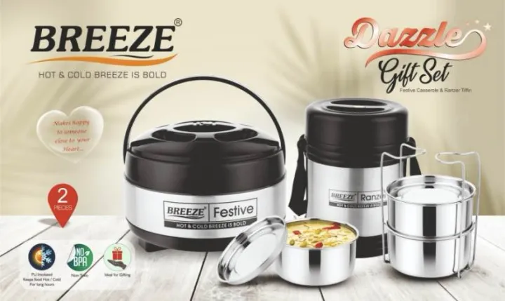 BREEZE%20Stainless%20steel%20gift%20set(lunch%20box%20750ml%20and%20casserole%201100ml)%203%20Containers%20Lunch%20Box%20(750%20ml,%20Thermoware)%20-%20Image%202