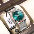 Pecolagar Quartz Men’s Stainless Steel Watch with Day & Date Display – Silver.