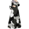 ZANZEA Muslim Fashion Color Block Long Dresses Women Elegant O Neck Long Sleeve A-line Vestidos Casual Loose Islamic Abaya Robes. 