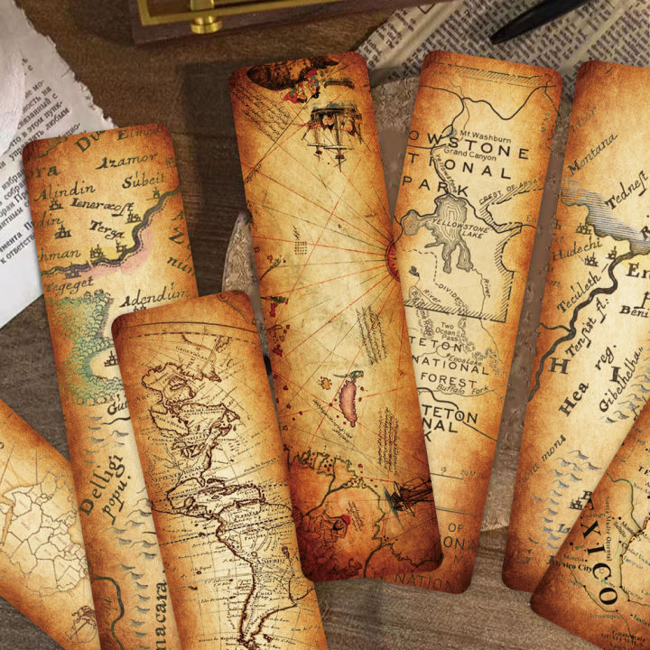 30Pcs Vintage Map Bookmarks Retro Nautical Map Annotated Bookmarks ...