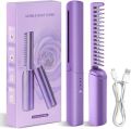 "2 in 1 Wireless Hair Hot Comb - Mini Rechargeable, Cordless Hair Straightener & Curler with Ceramic Tourmaline Ionic Technology, Anti-Static Detangling, and Digital Temperature Control - Portable and Travel-Friendly Styling Tool". 