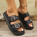 Fashion Thick-soled Metal Buckle Designer Slippers Women's Home Soft-soled EVA Sandals Women's Summer Non-slip Beach Flip-flops.