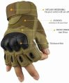 Motorcycle Military Grade Gloves Half Finger Green - Hand Gloves For Bike.