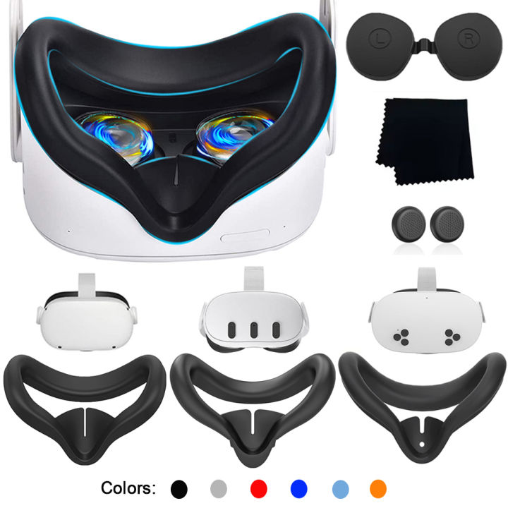 Comfortable Anti Sweat Washable Eye Mask Silicone Face Pad&Lens Cover&Cloth For Meta Quest 3/3s/2 VR Accessories 3S Idea