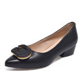 Zapatos De Mujer Women Light Weight Black Leather Slip on Square Heel Office Shoes Lady Casual Hotel Work Beige Heel Shoes B26.