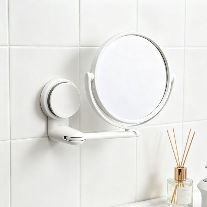Adjustable Swivel Makeup Mirror with 3X Magnification - Double Sided HD Mirror, Strong Suction Wall Mount, Built-in Hook