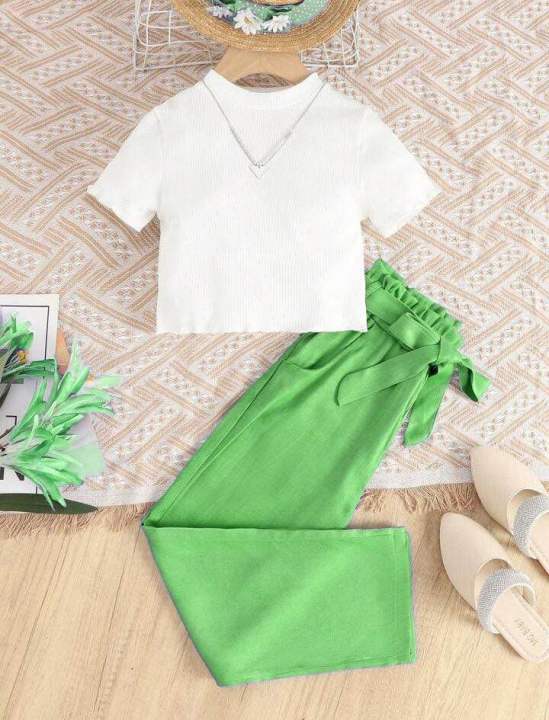 dress for baby girls - Shirt & Plazo With Belt - Trendy 2025 New Arival -