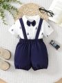 2025 Baby Boy Thin Knit Gentleman Strap Set.