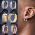 Huitan Luxury Women Small Hoop Earrings Dazzling Micro Paved CZ Stones Versatile Female Accessories High Quality Fashion Jewelry. 