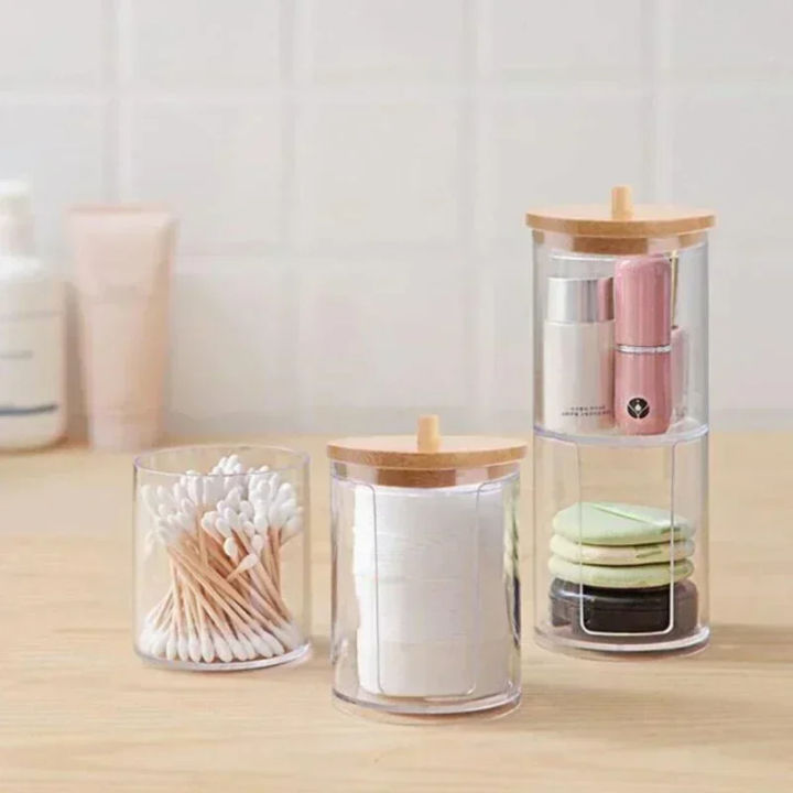Acrylic%20Storage%20Box%20Bathroom%20Jar%20Makeup%20Organizer%20Cotton%20Round%20Pad%20Holder%20Cotton%20Swab%20Box%20Qtip%20Holder%20Dispenser%20with%20Bamboo%20Lid%20-%20Image%202