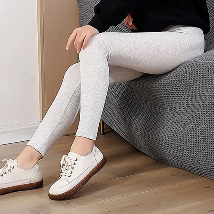 Ribbed%20Cotton%20Leggings%20Women%20Spring%20and%20Autumn%20Tights%20High%20Elastic%20Skinny%20Casual%20Pants%20Workout%20Walking%20Solid%20Leggings%20for%20Women%20-%20Image%206