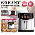 13L Air Fryer Oven Stainless Steel Digital Air Fryer up and Down Dual Heating with Touch Color Display.
