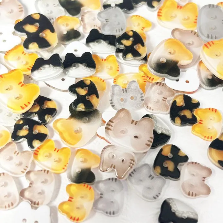 20Pcs%20Cute%20Cat%20Two-eye%20Buttons%2012/17mm%20Colourful%20Cartoon%20Cat%20Resin%20Buttons%20DIY%20Kids'%20Clothes%20Hats%20Socks%20Buttons%20-%20Image%203