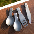 Tiartisan Titanium Foldable Cutlery (Stainless Steel Handle) Portable Outdoor Camping Tableware Hiking Folding Fork Spoon Knife.