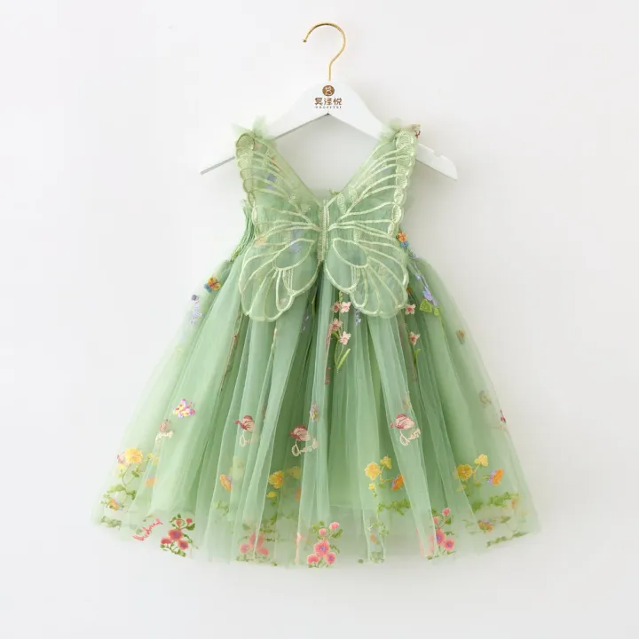 Kids%20Princess%20Dress%20Mesh%20Sling%20Bridesmaid%20Dress%20Puff%20Skirt%20with%203D%20Wings%20Fairy%20Stylish%20Gown%20-%20Image%204