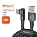 Toocki 6A USB C Cable 90 Degree For  100W Fast Charging Cord For     Charger Data Wire. 