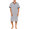 Men's Short Sleeve Thin Lengthened Leisure Pajamas Loose Skin Friendly Stretchy Robes Homewear Bathrobes Vintage Nightgown M-3XL. 