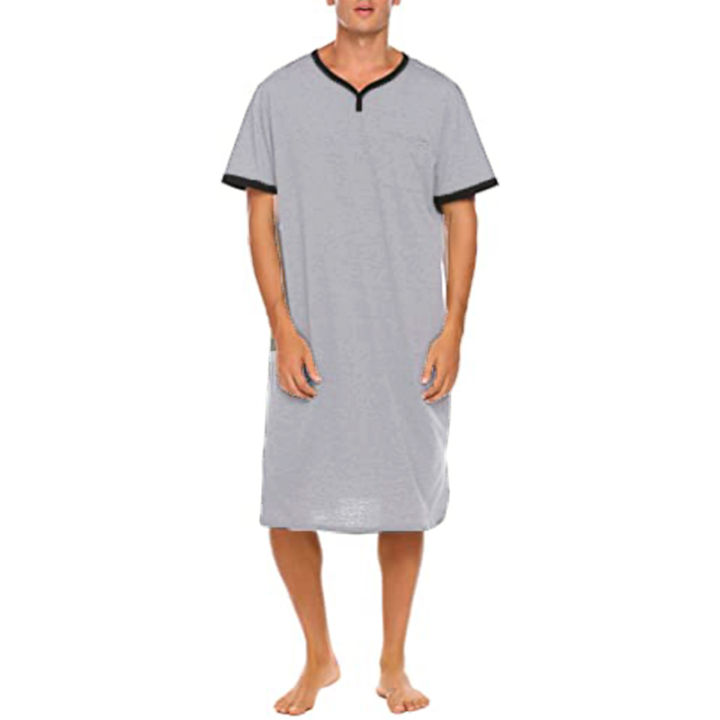 Men's%20Short%20Sleeve%20Thin%20Lengthened%20Leisure%20Pajamas%20Loose%20Skin%20Friendly%20Stretchy%20Robes%20Homewear%20Bathrobes%20Vintage%20Nightgown%20M-3XL%20-%20Image%204