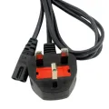 C7 Figure 8 Female 3 prong UK Plug AC Power CableS Lead Cord Adapter 1.8m/6ft.