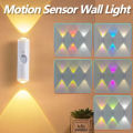 Double-head LED Night Light with Motion Sensor RGB Rechargeable Magnetic Wall Lamp Mood Ambient Light for Cabinet Hallway Stair. 