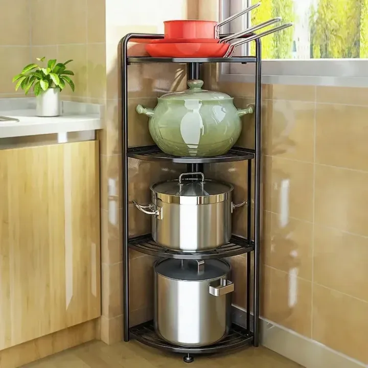 Adjustable Pot Storage Rack Movable Bathroom Corner Triangle Shelf ...