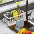 Kitchen Spice Storage Shelf with Drainage Rack, Installation Sink Organizer, Tap-Mounted Shelf for Home Kitchen Accessories.