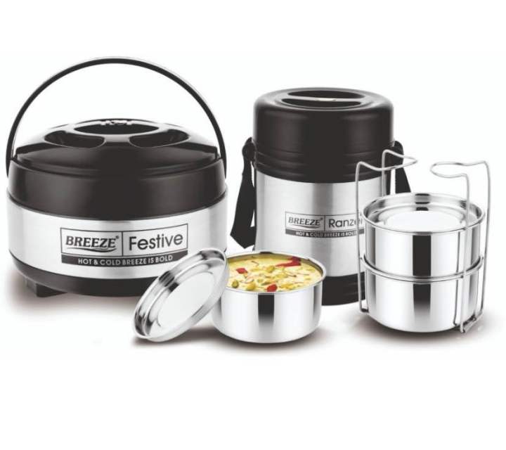 BREEZE Stainless steel gift set(lunch box 750ml and casserole 1100ml) 3 Containers Lunch Box (750 ml, Thermoware)