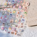 Cute Animals Bear Dog Cake Sweet Cherry Grid Bowknot Star Line Fruit Relief Self Adhesive Nail Art Stickers 5D Manicure Decals.