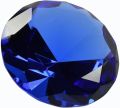 Blue Crystal Glass Diamond Paperweight 4" Diameter (100mm).