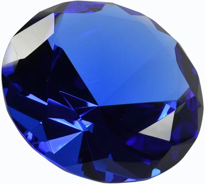 Blue%20Crystal%20Glass%20Diamond%20Paperweight%204"%20Diameter%20(100mm)%20-%20Image%202