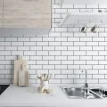 Kitchen Cabinets Wallpaper Wall Stickers White Brick Waterproof and Oil Resistant 40cm High Temperature Resistance Adhesive Home. 