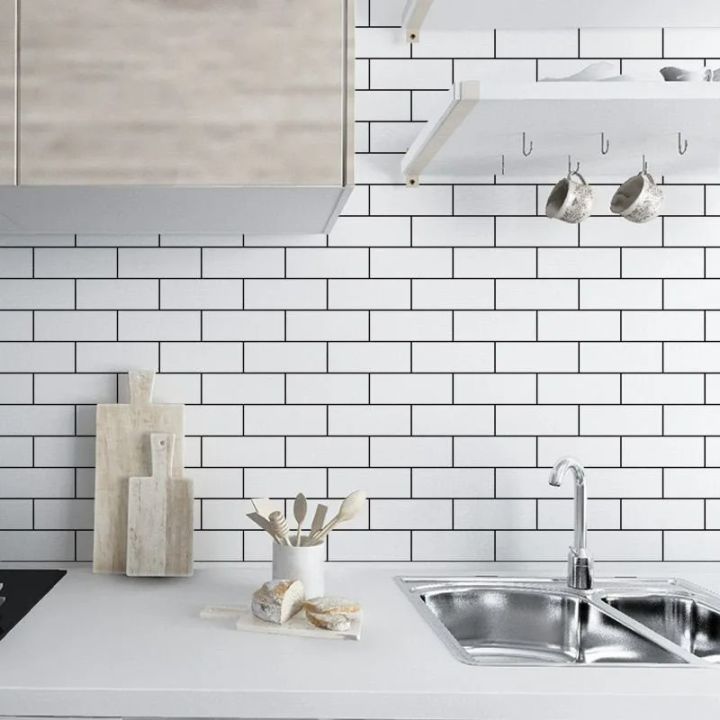 Kitchen%20Cabinets%20Wallpaper%20Wall%20Stickers%20White%20Brick%20Waterproof%20and%20Oil%20Resistant%2040cm%20High%20Temperature%20Resistance%20Adhesive%20Home%20-%20Image%202